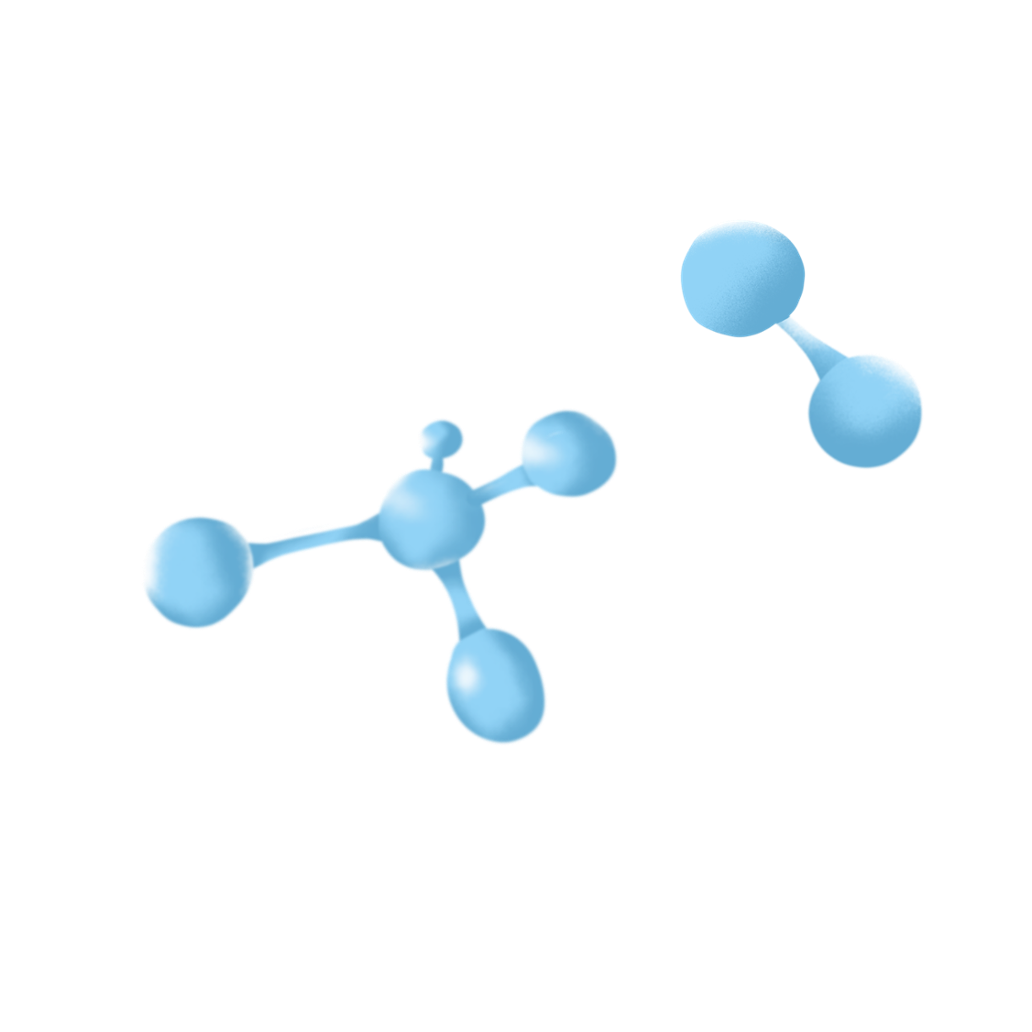 Illuatratie van een waterstofmolecuul