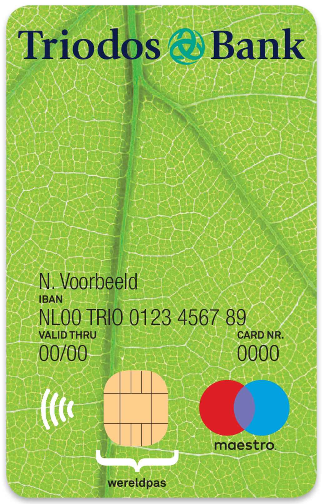 De biologisch afbreekbare bankpas Triodos Bank